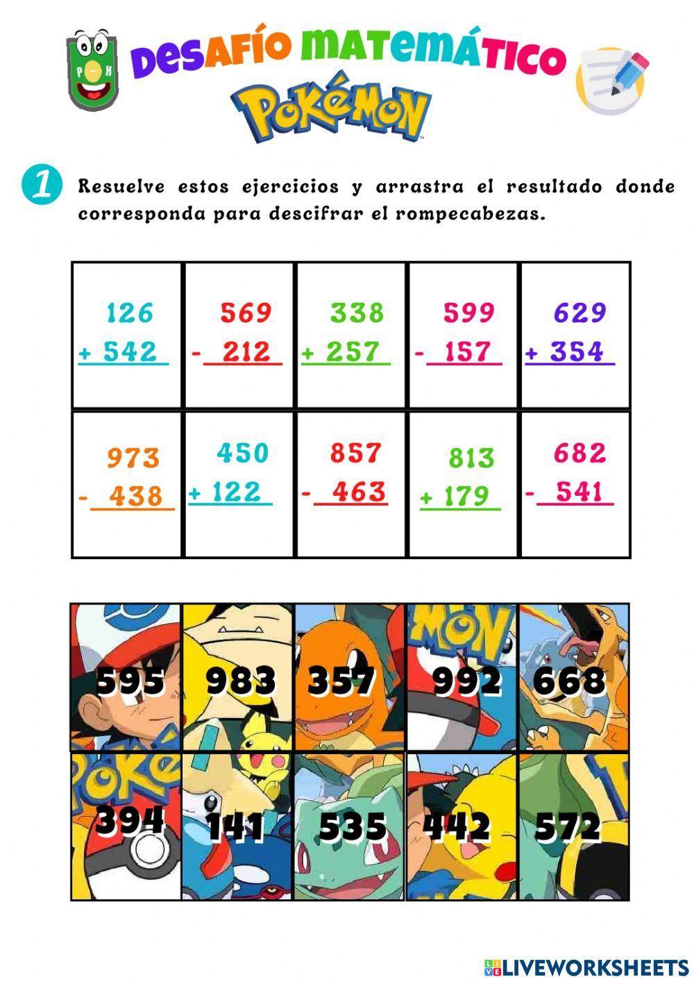 Sumas y restas con pokemon