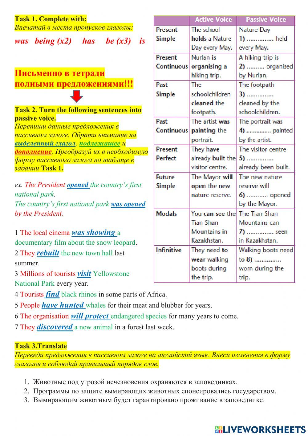 The passive voice p. 66 SB