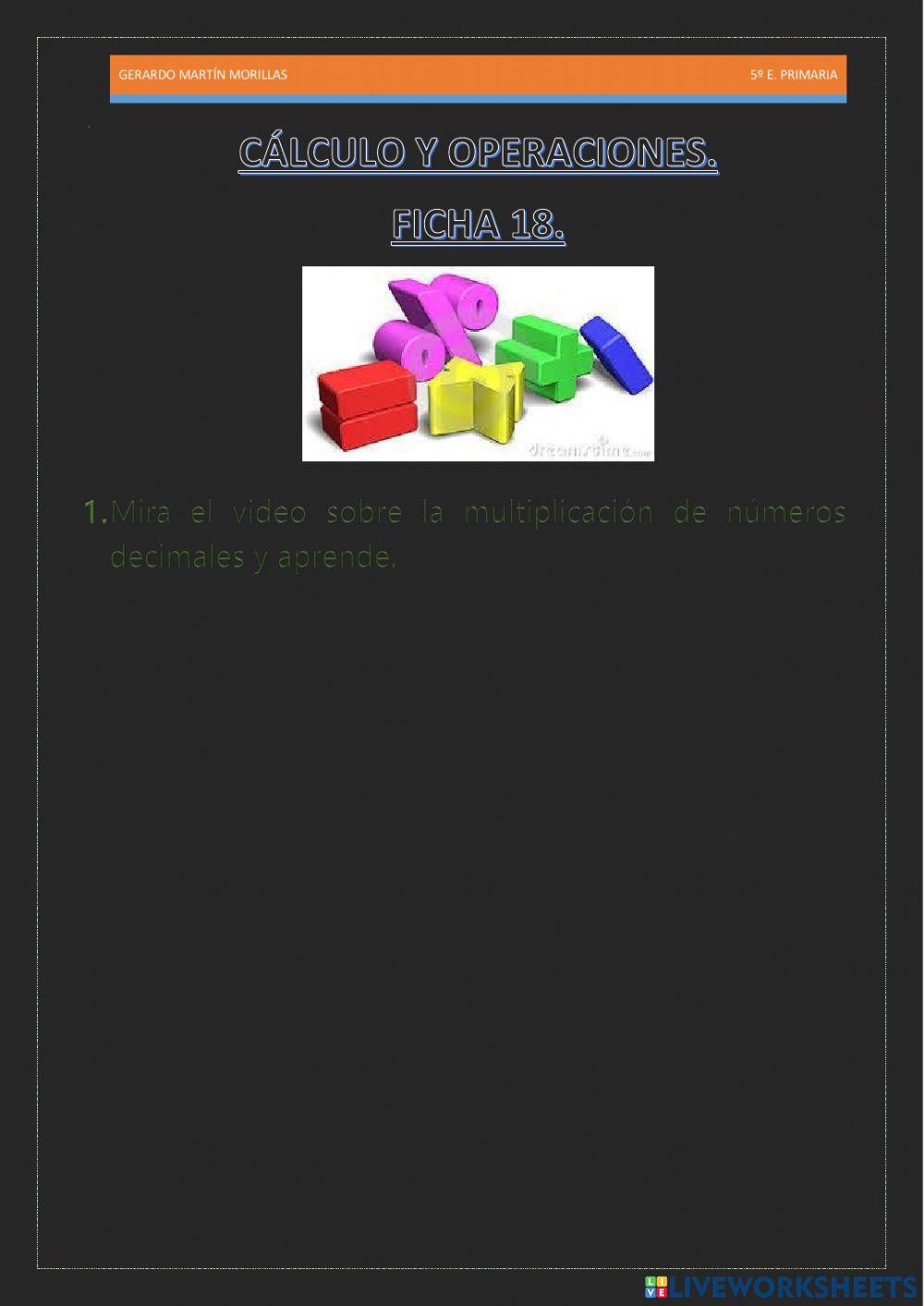 Cálculo y operaciones. Ficha 18.