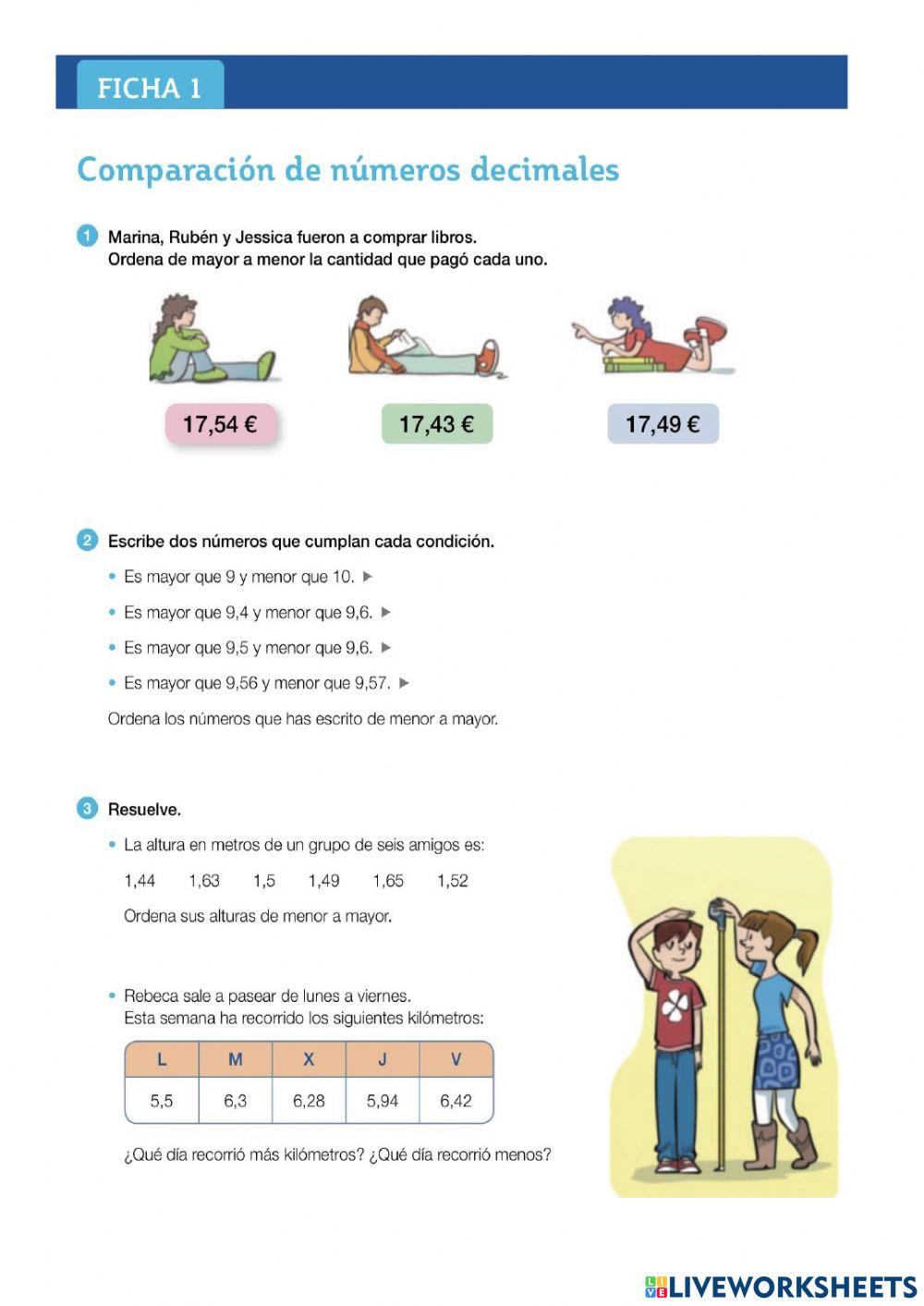 Comparación de números decimales