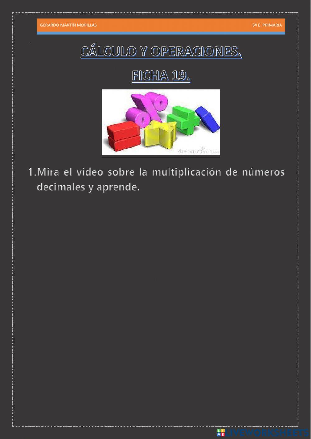 Cálculo y operaciones. Ficha 19.