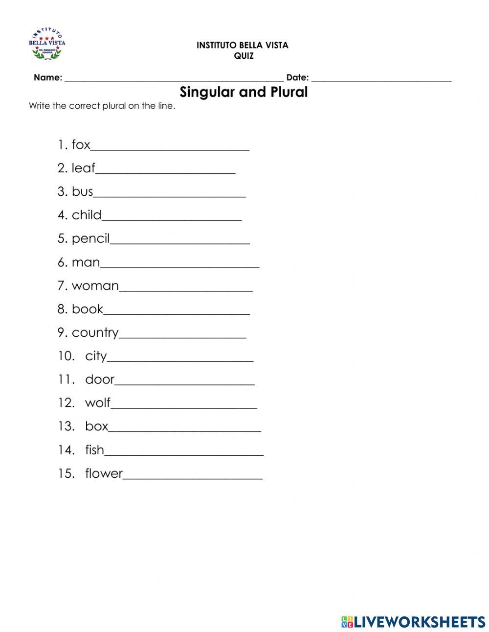 Singular and plural nouns