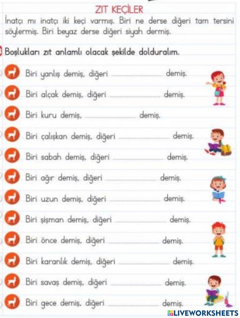 Zıt Anlam  Etkinlikler