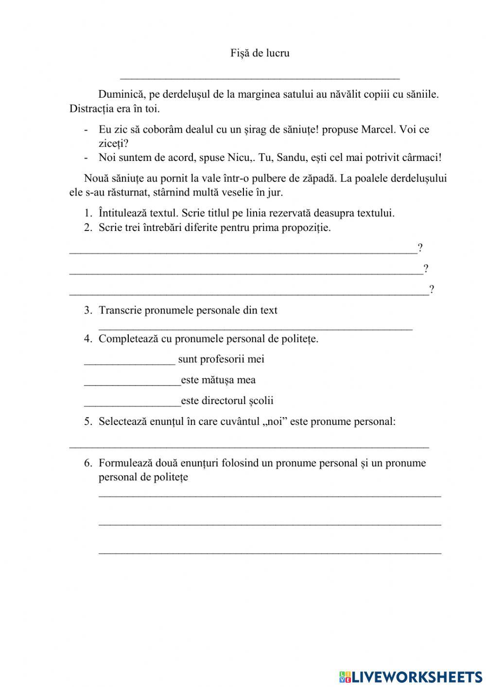Fișă de lucru