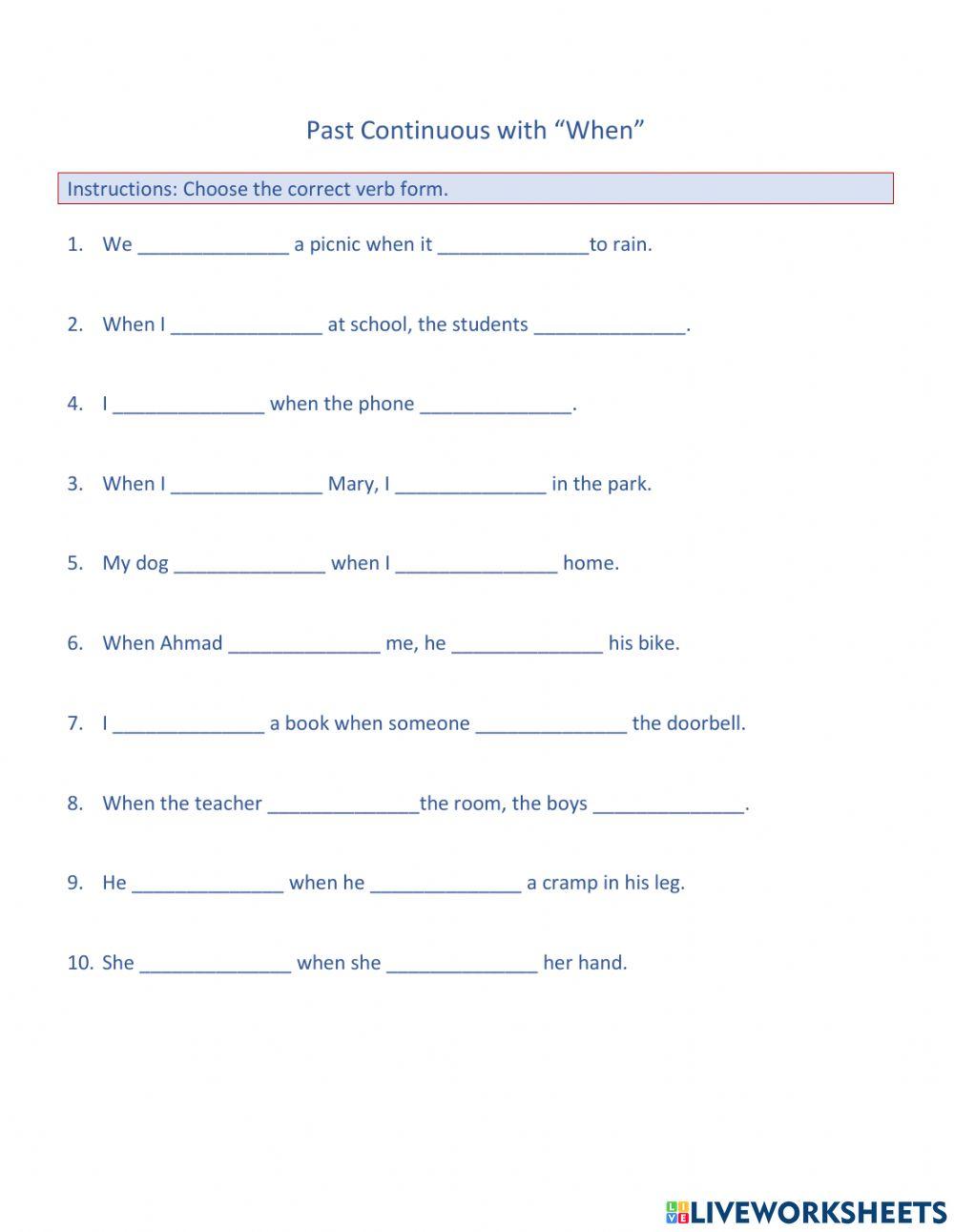 Past Continuous with -When-