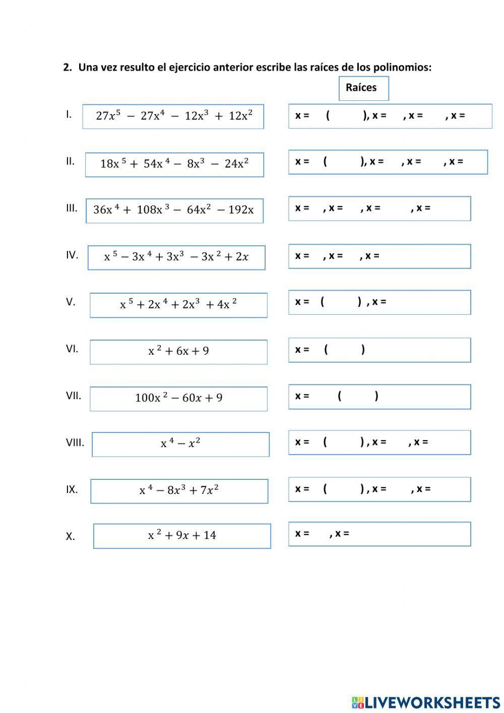 Factorización de polinomios