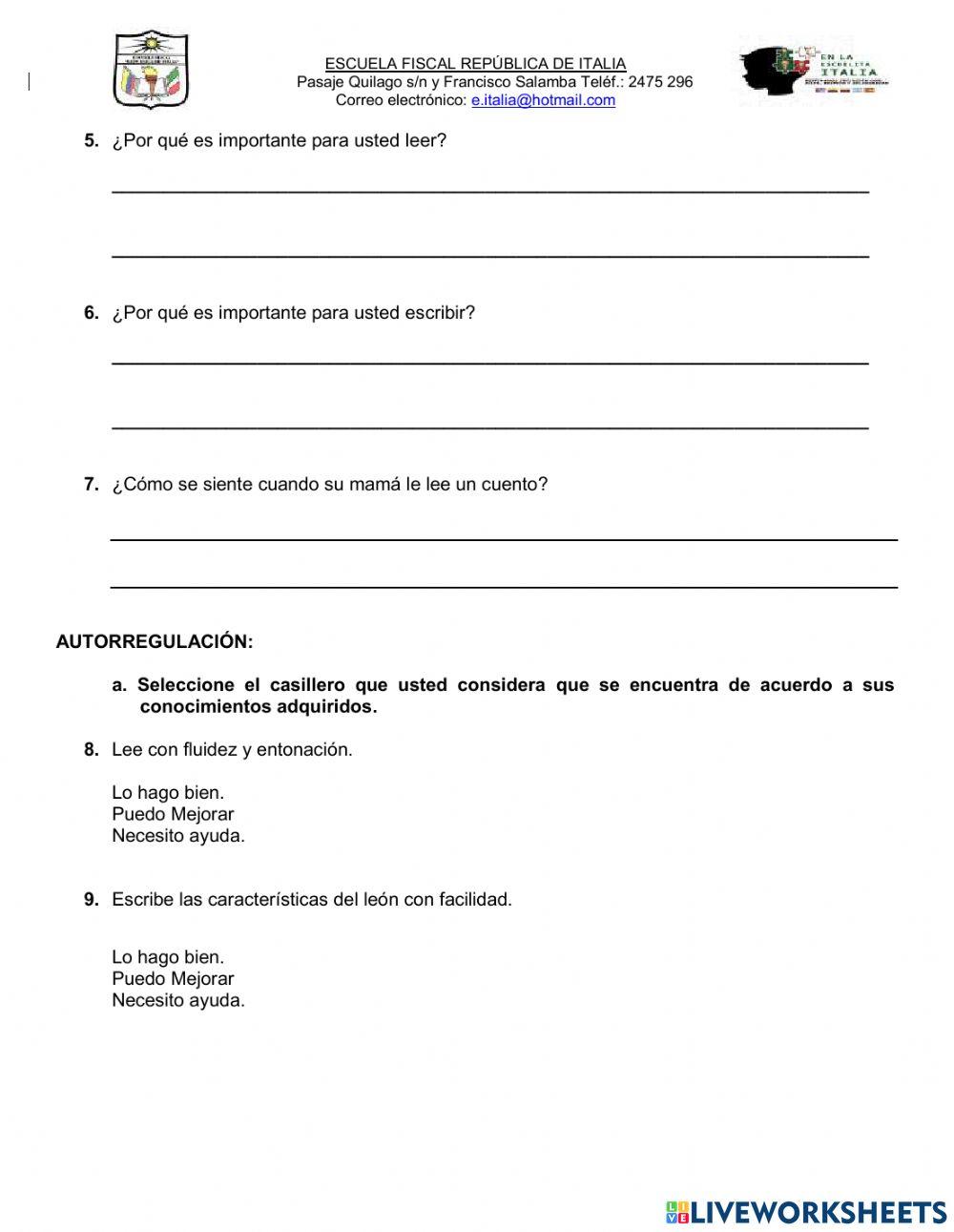 Evaluación de lengua y literatura