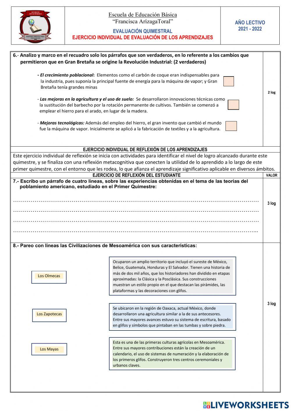 Examen EESS - 1er. Quimestre