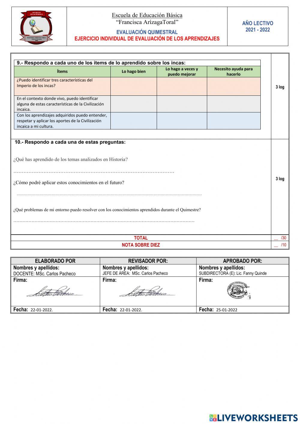 Examen EESS - 1er. Quimestre