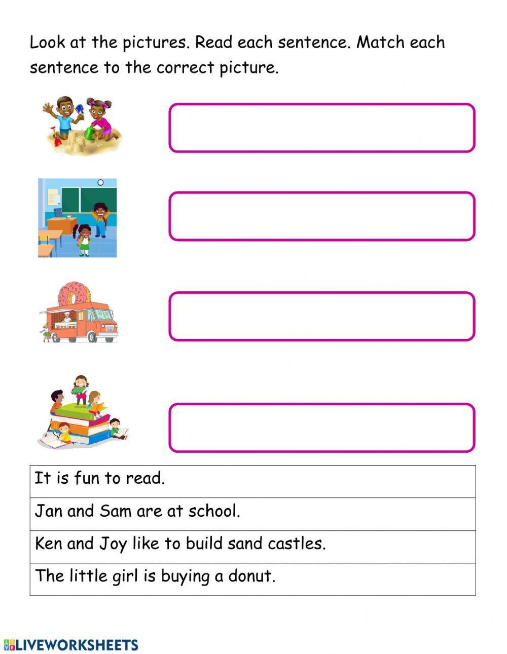 MATCH THE SENTENCE TO THE PICTURE