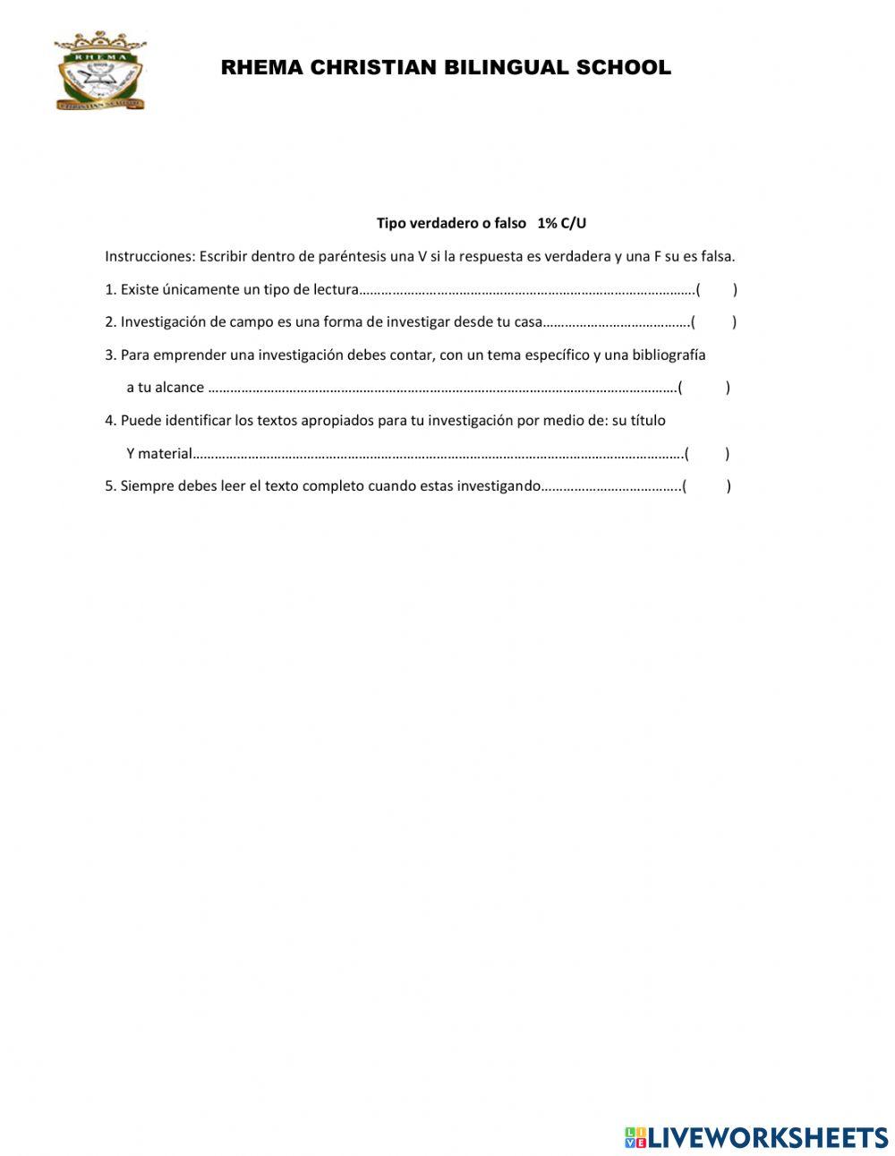 Examen de español 6TO GARDO