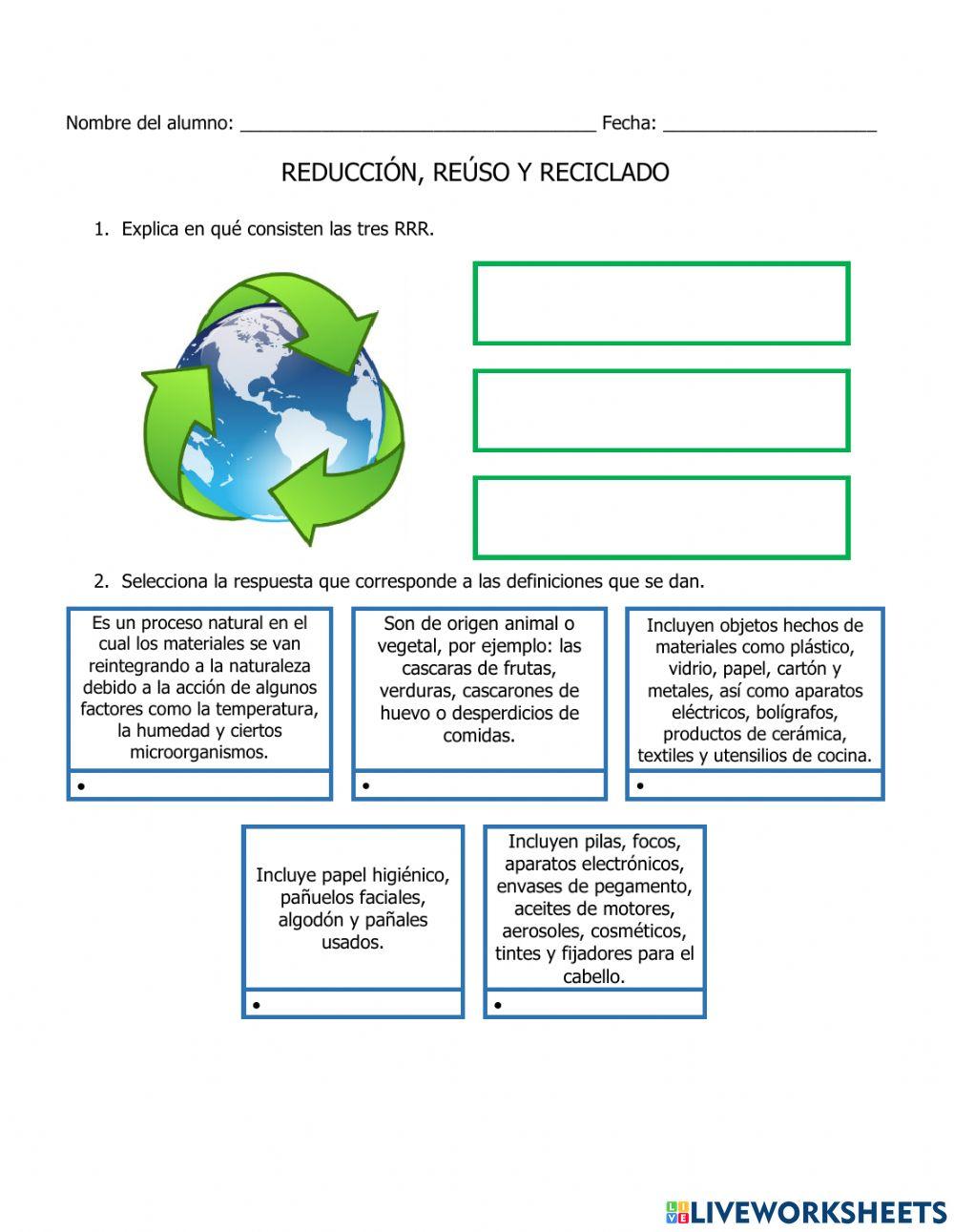 Reducción, reúso y reciclado Reducción, reúso y reciclado