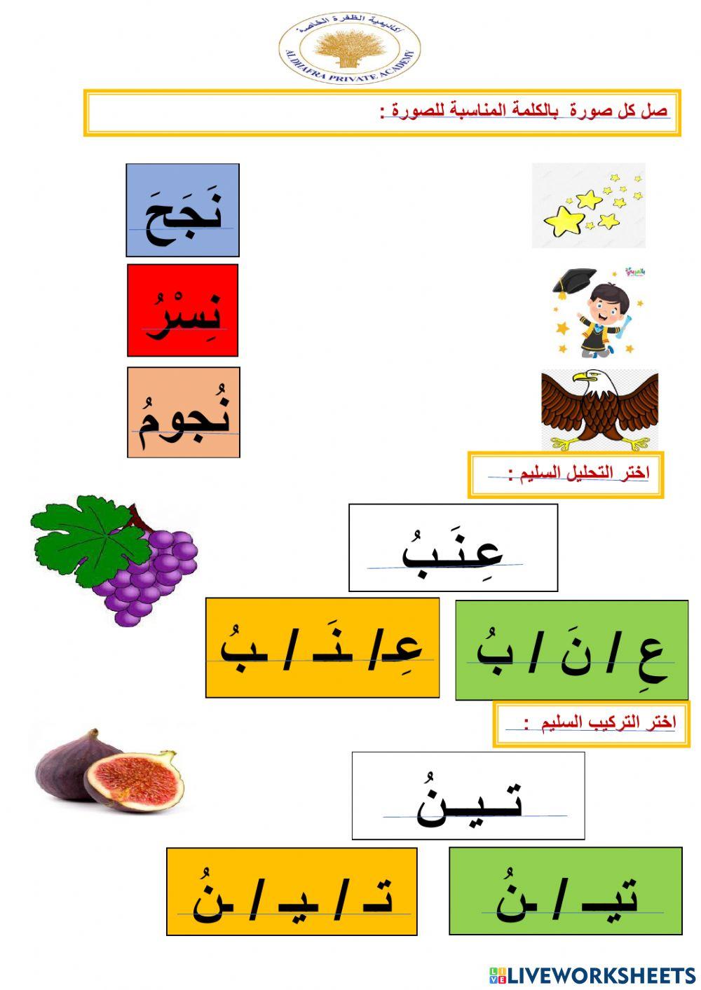 حرف النون مع الحركات القصيرة