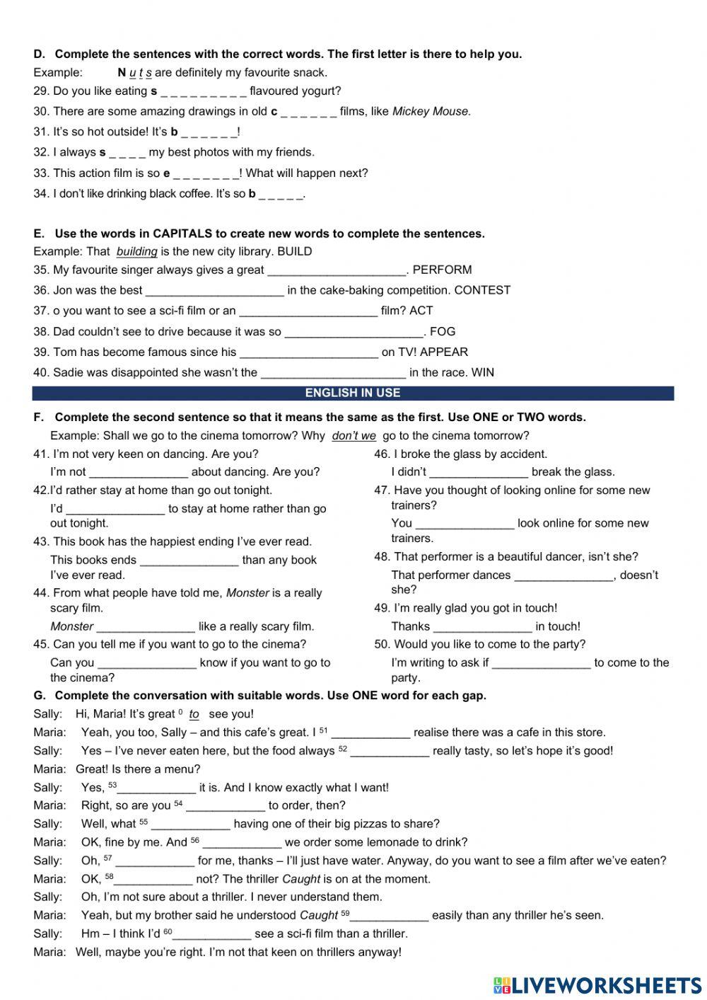 9th grade - first term test