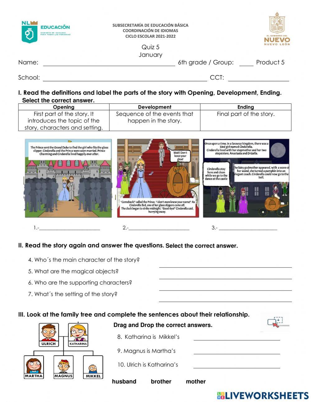 6th Grade English Exam January