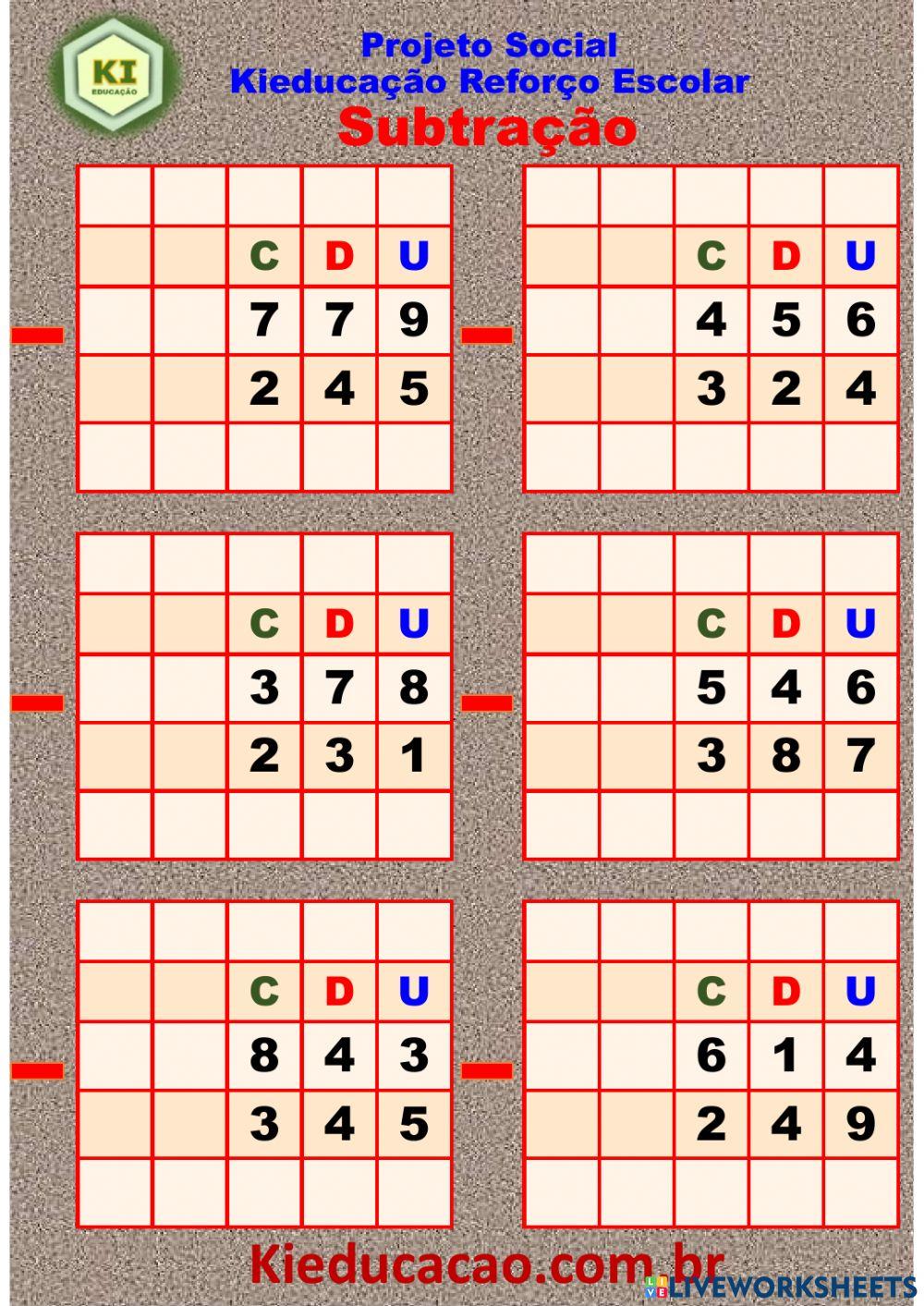 Subtração 3º Ano - 04