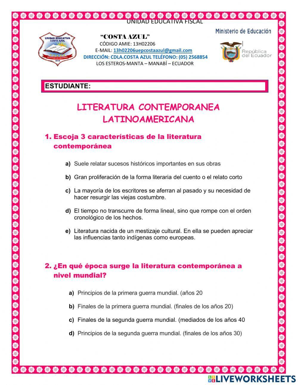 Literatura americana contemporanea