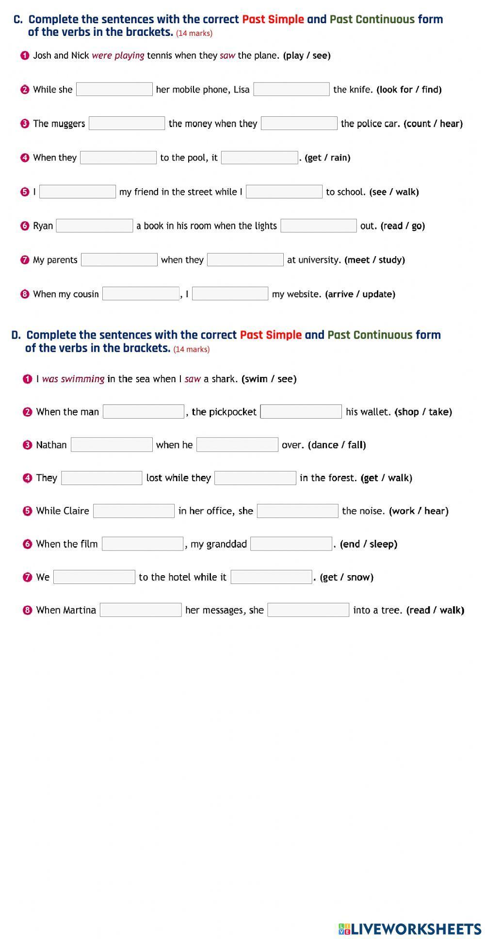 Grade 8 UNIT 6 Past Simple VS Past Continuous when - while