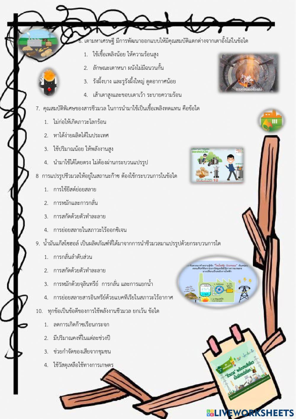 ทดสอบบทที่ 4 พลังงานชีวมวล