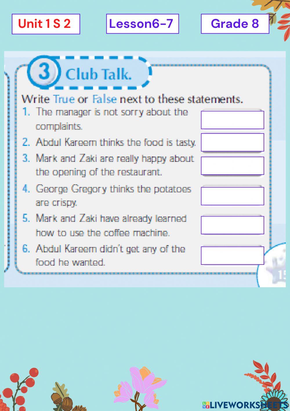Unit 2 Lesson 6-7 G8 S2 ( Skills Book P 16