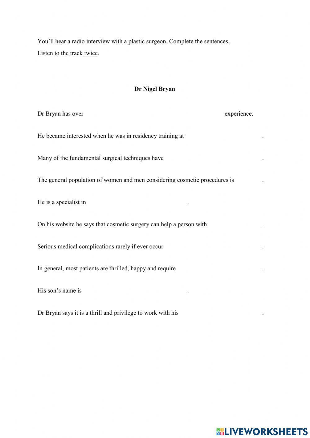 Interview with a plastic surgeon