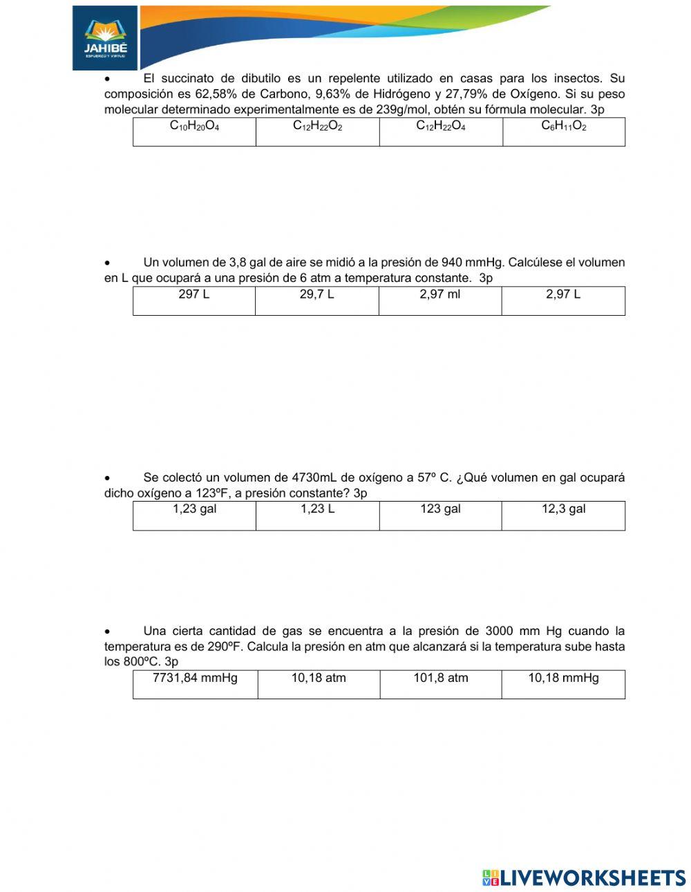 Examen química 2do bgu