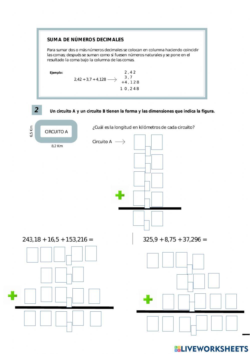 Operaciones decimales 1