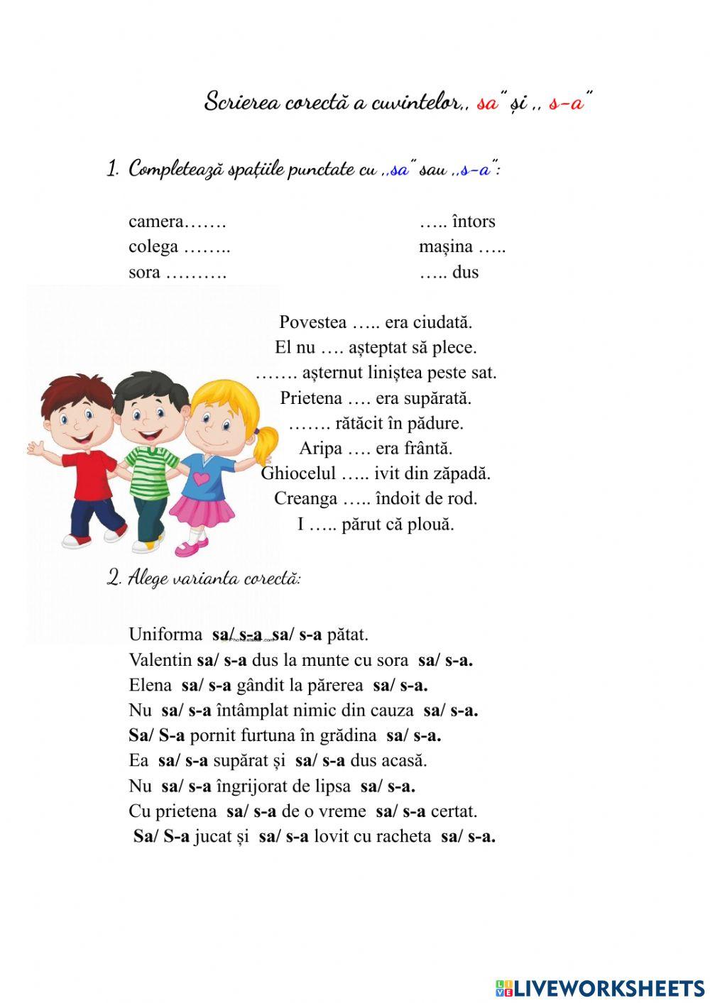 Scrierea corectă a cuvintelor ,,sa” și ,,s-a”