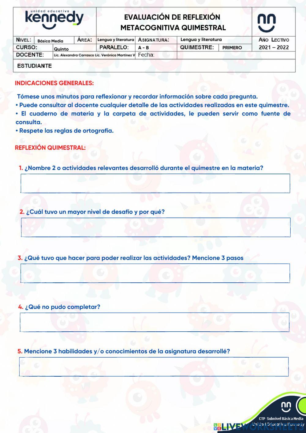 Evaluación Metacognitiva