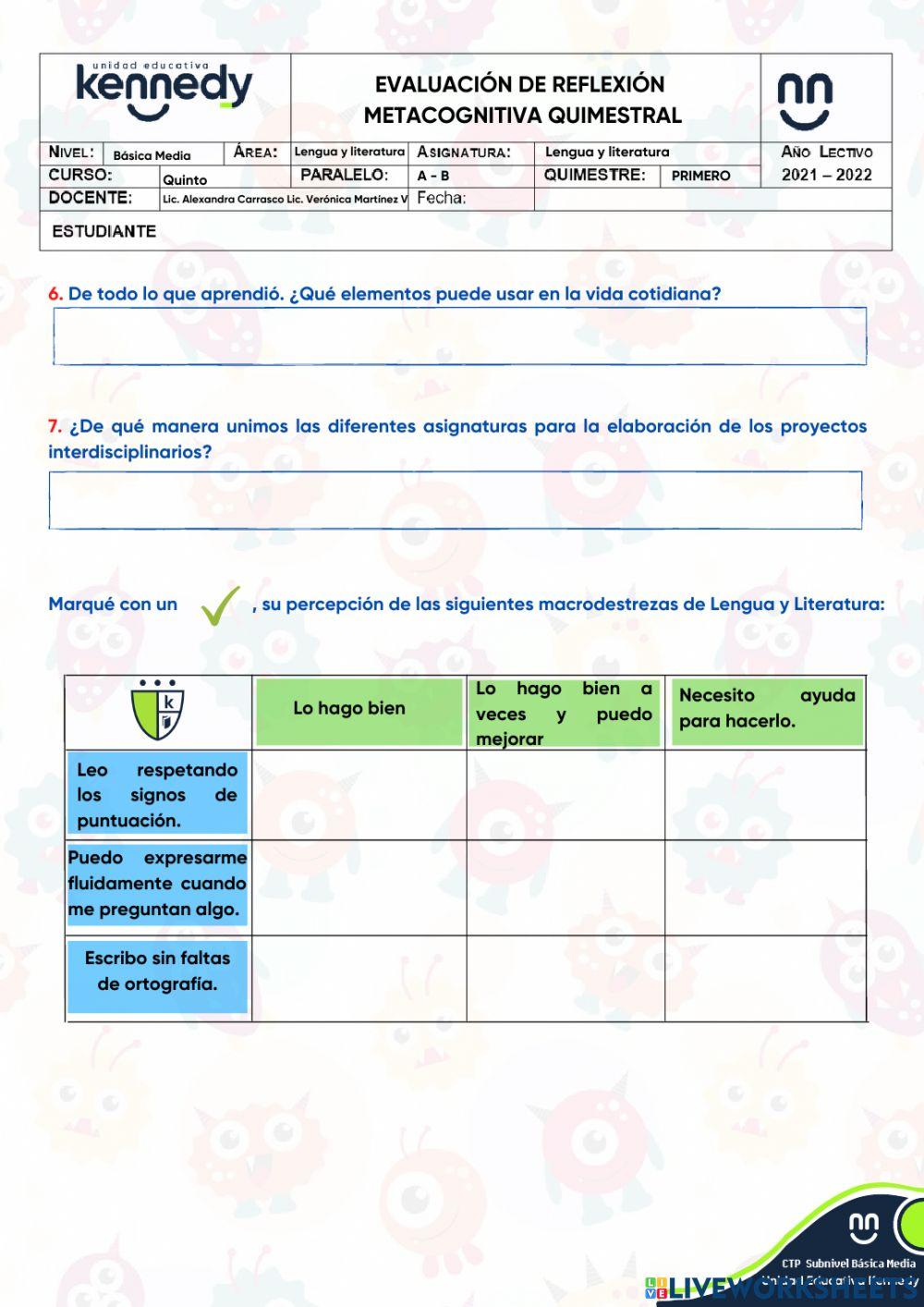 Evaluación Metacognitiva
