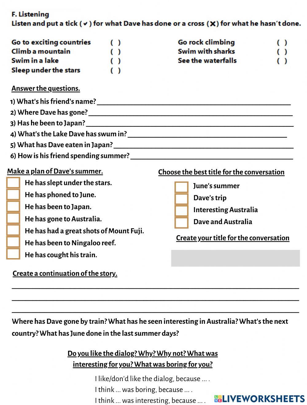 Listening Present Perfect