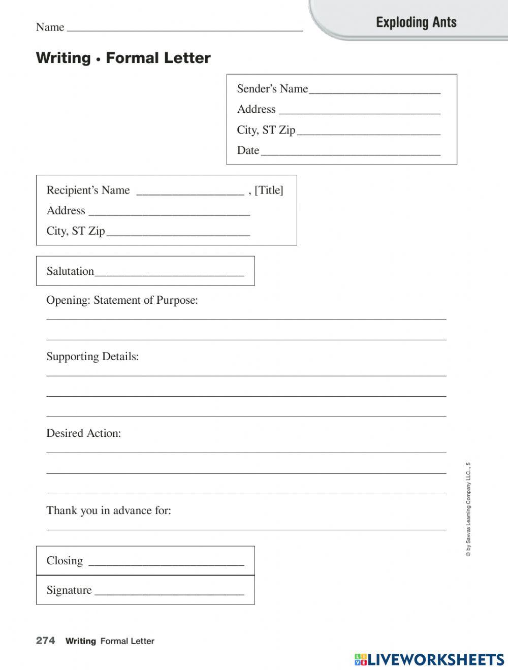 Exploding Ants Worksheets 