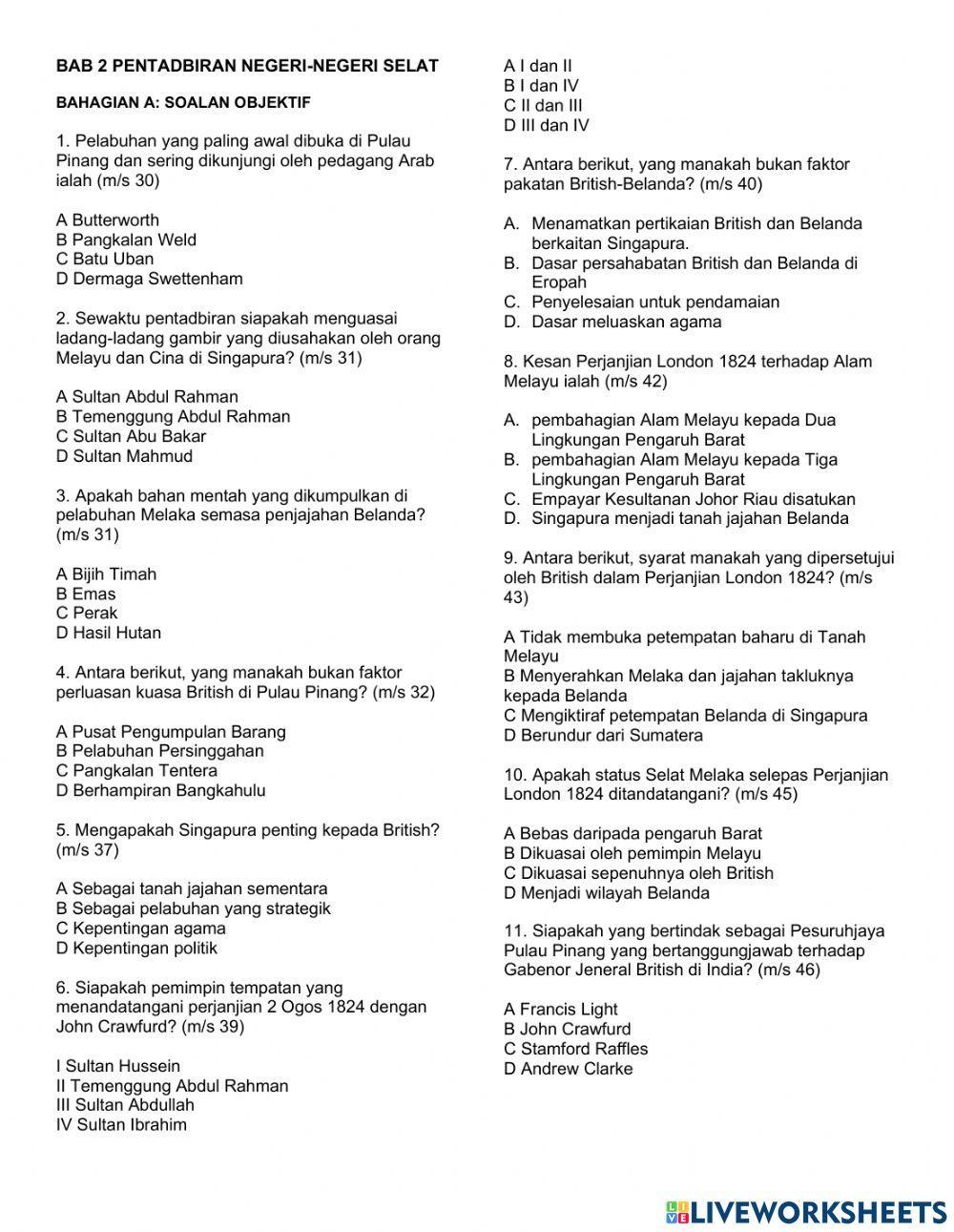 Sejarah tingkatan 3 bab 2 PENTADBIRAN NEGERI-NEGERI SELAT