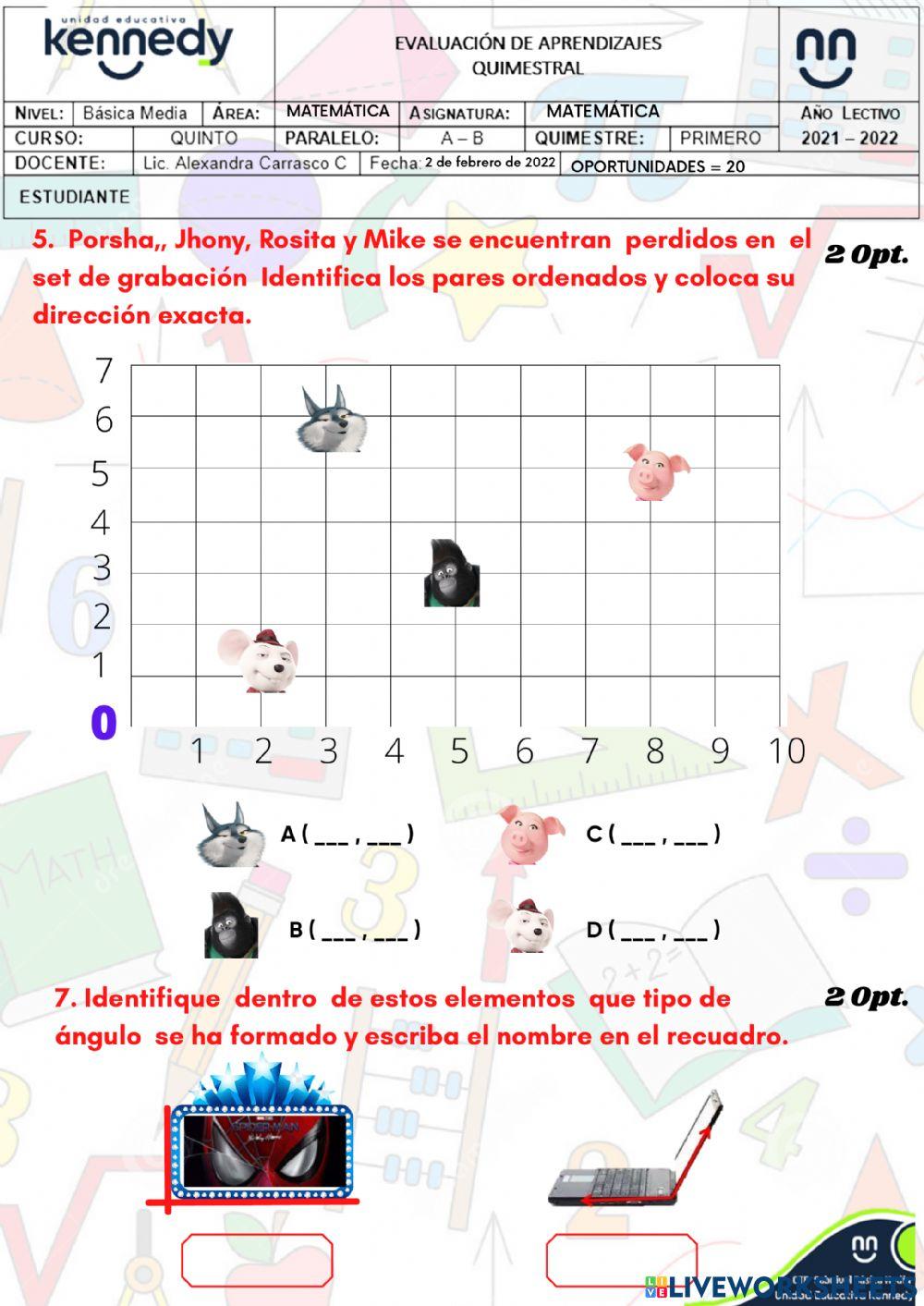 UE Kennedy Evaluación 1Q Matemática