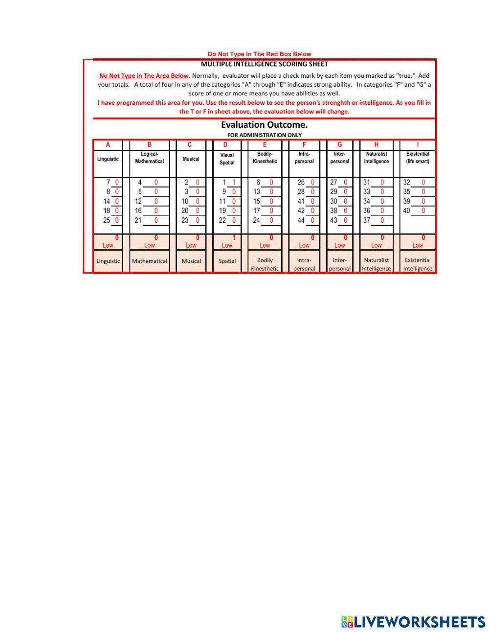 Multiple Intelligence Test Pdf