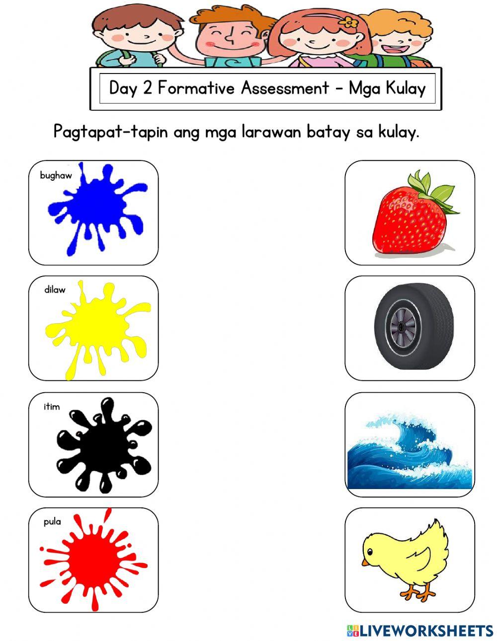 DAY 2 Formative Assessment - Mga Kulay worksheet | Live Worksheets