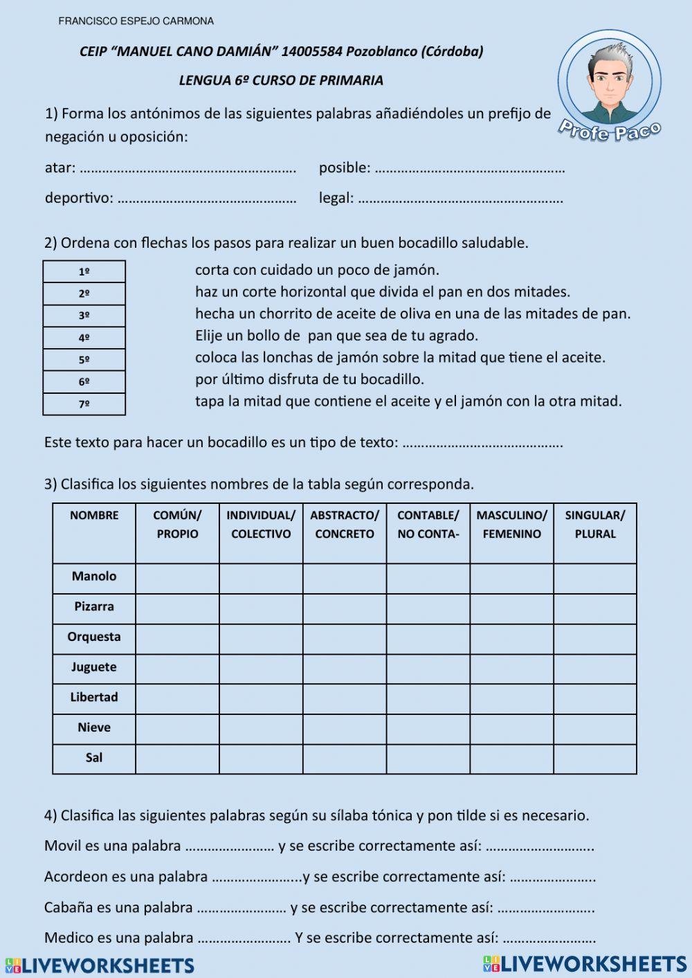 6º Lengua Tema 2 Repaso