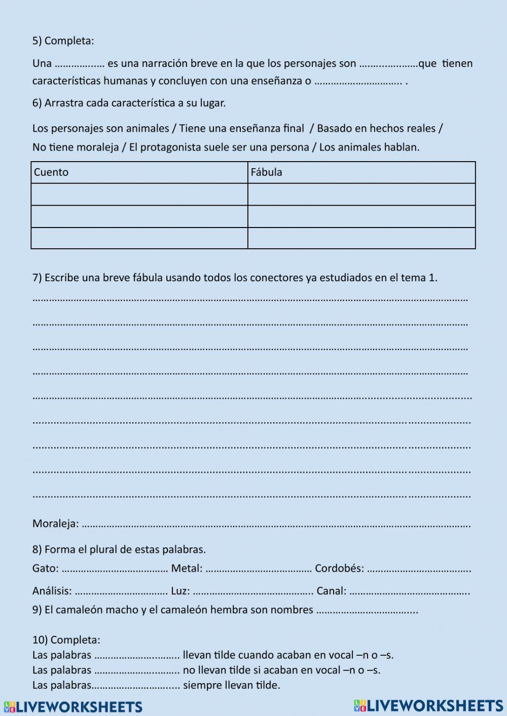 6º Lengua Tema 2 Repaso