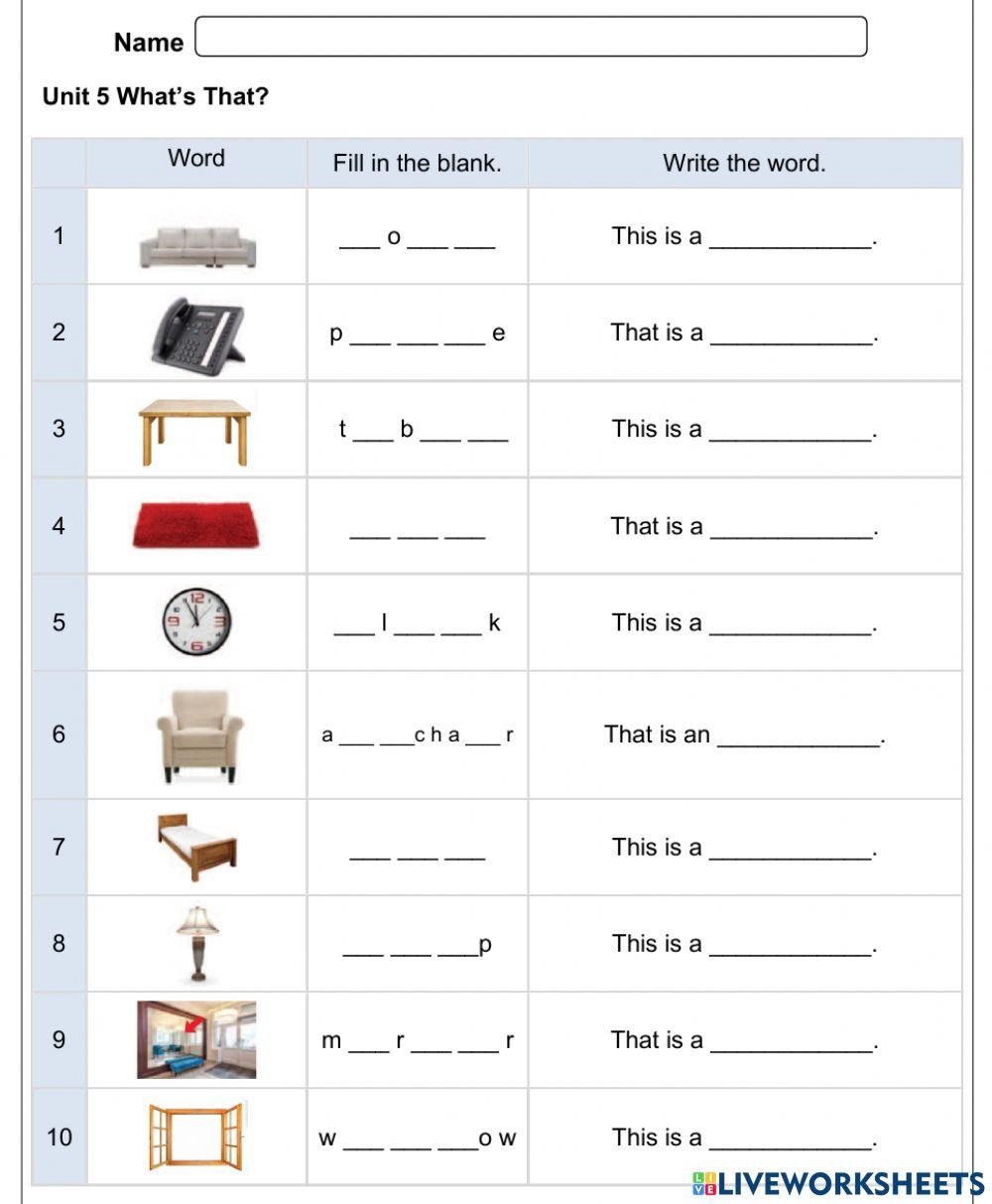 Basic Furniture Vocabulary