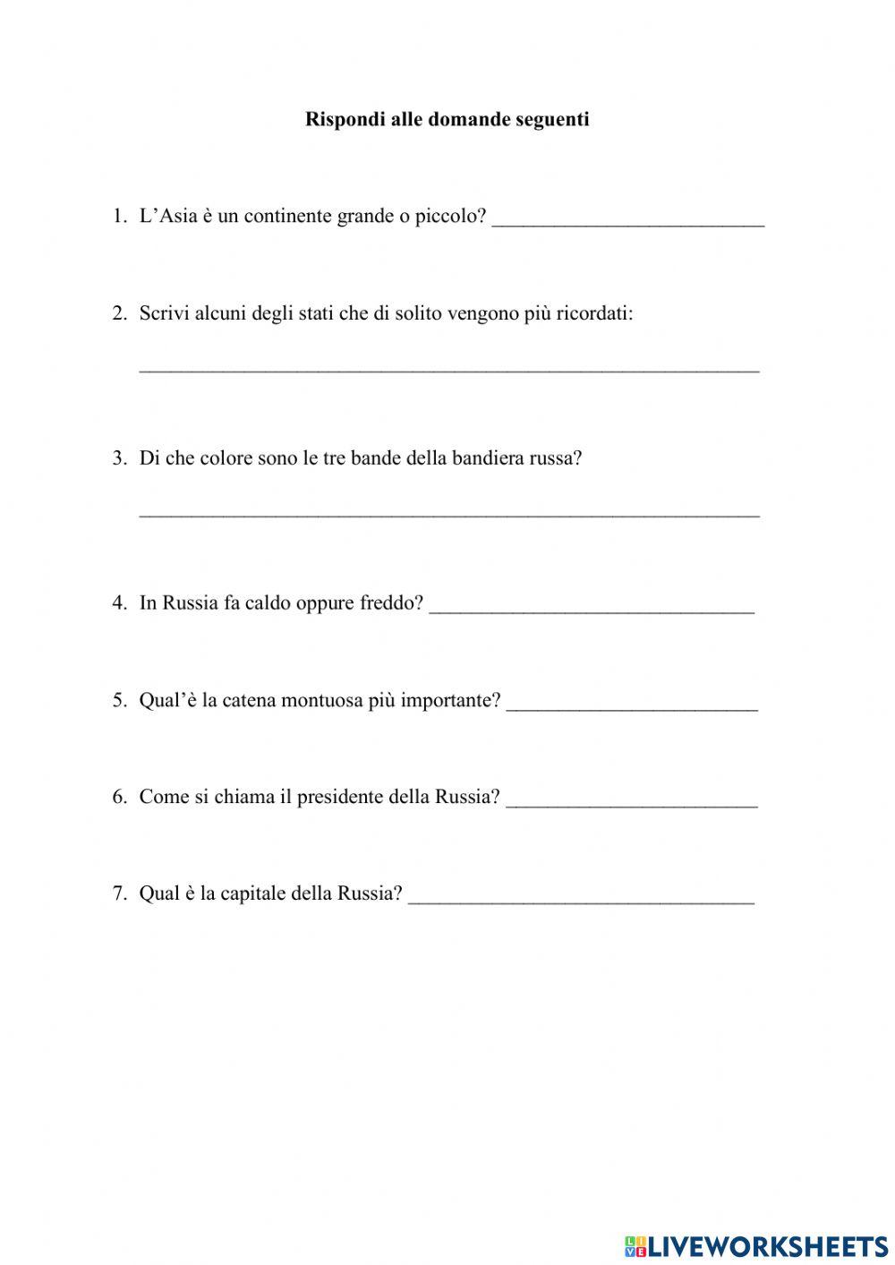 L' Asia con la Russia