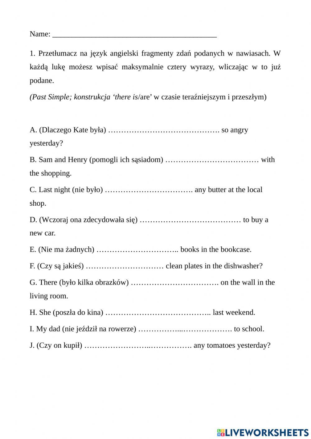 Past Simple and there is-are