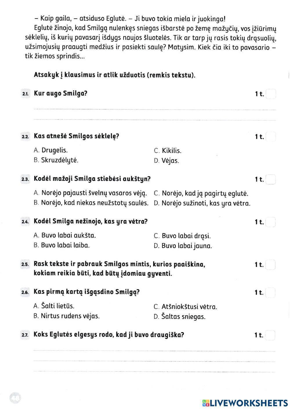 Testas. Teksto supratimas.