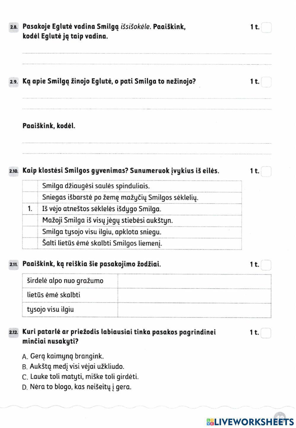 Testas. Teksto supratimas.