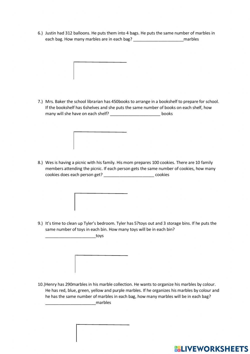 Division Problems Division Problems