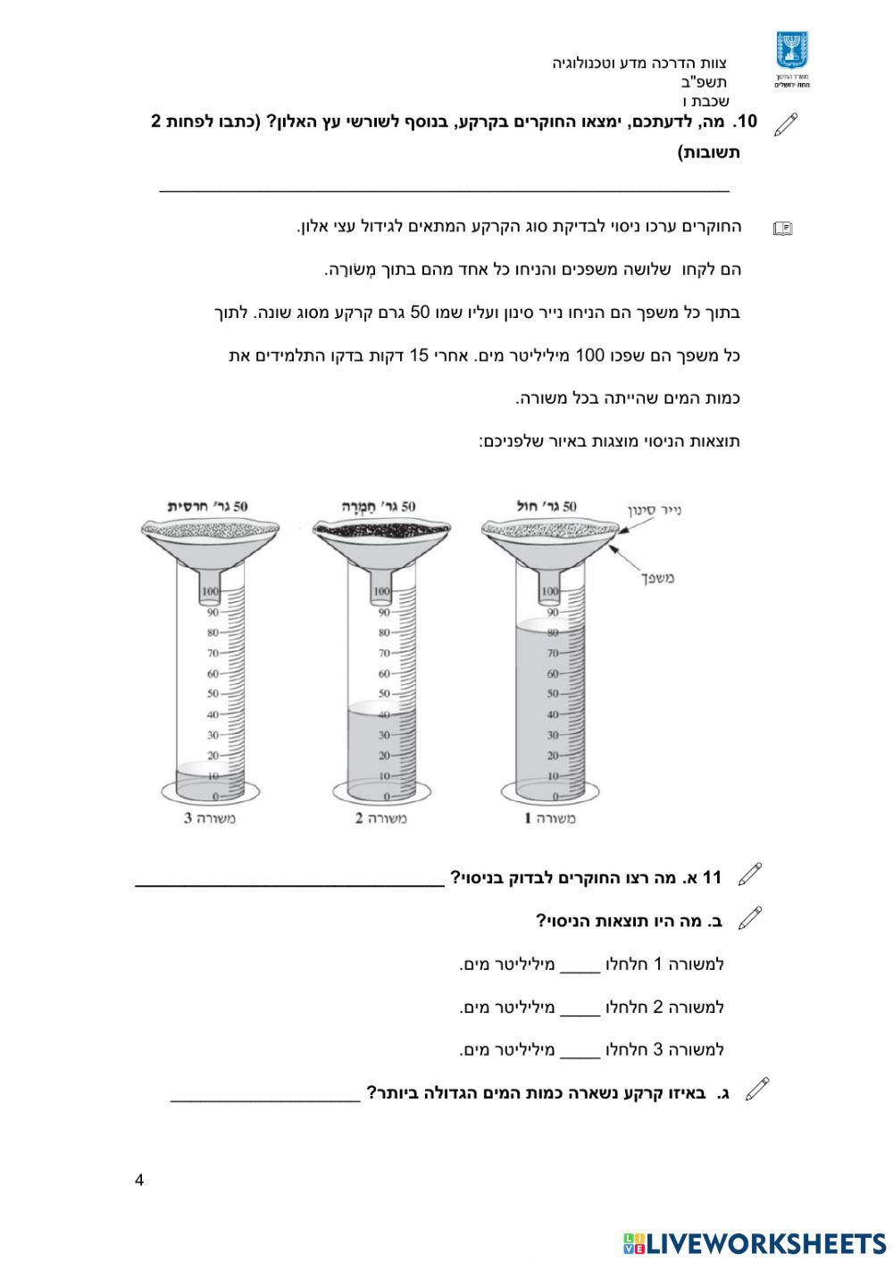 משימת הערכה מחצית א מחוזית - אלוני הנדיב - ו