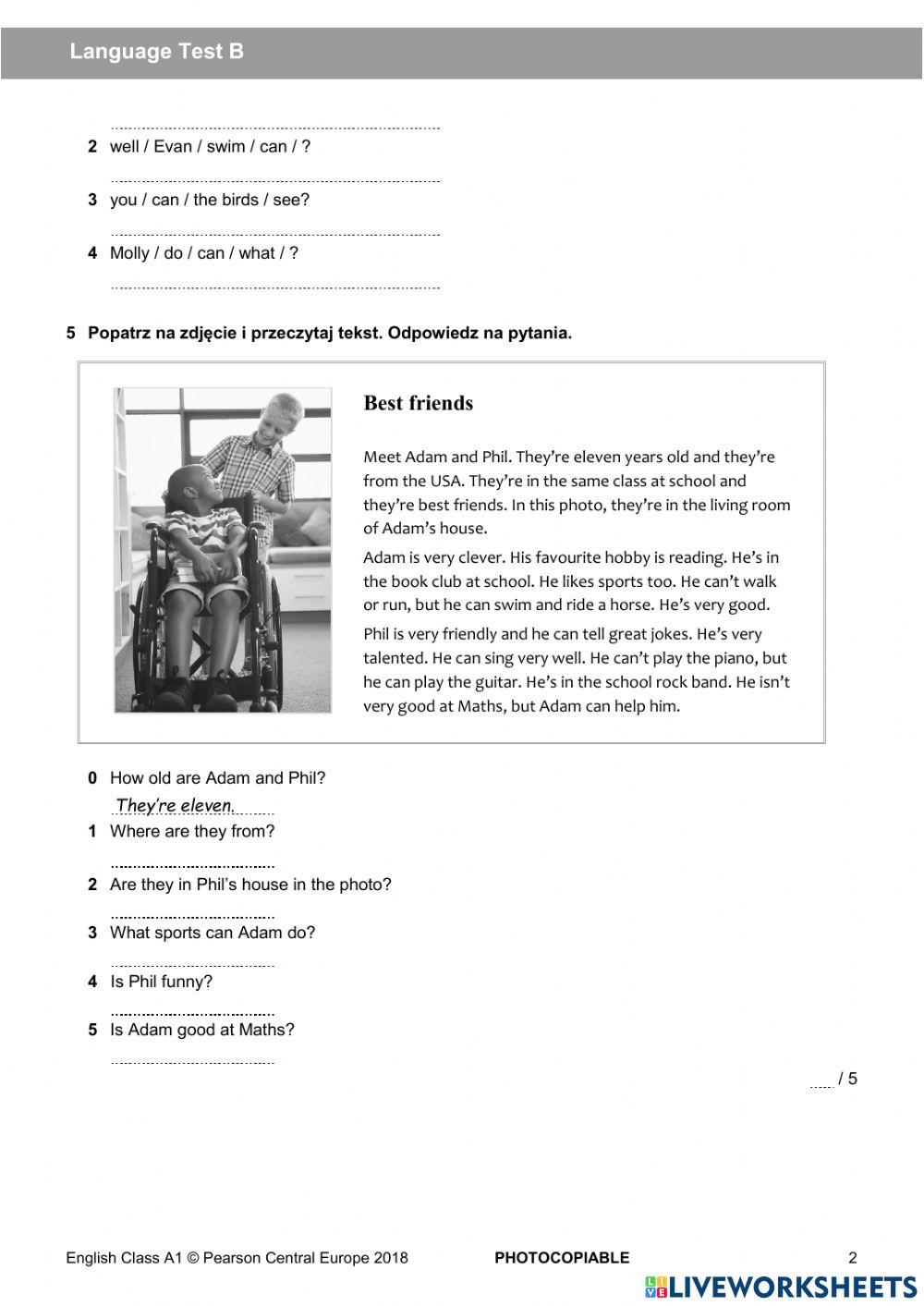 Klasa 4 unit 5 online exercise for live worksheets