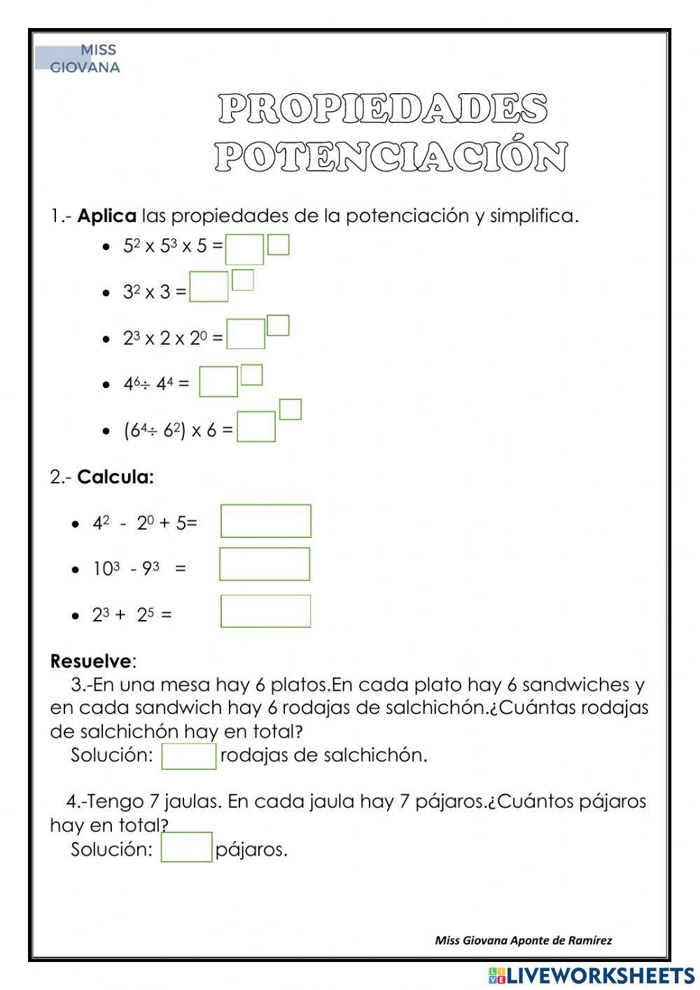 Propiedades de potenciación