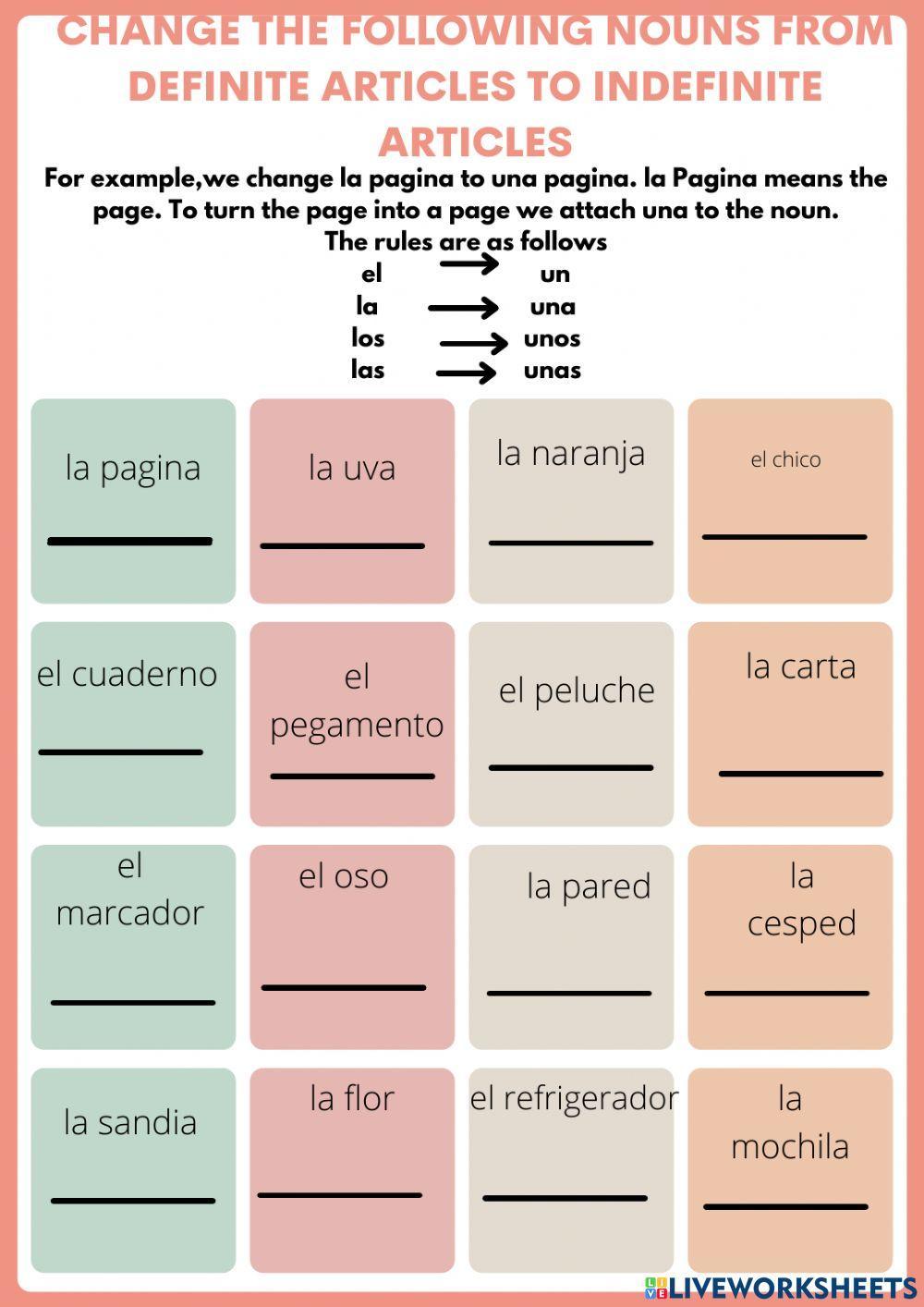 Los Articulos en Espanol