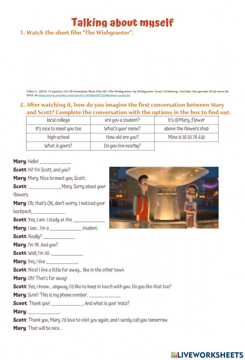 Talking about myself worksheet | Live Worksheets talking-about-myself-worksheet-live-worksheets
