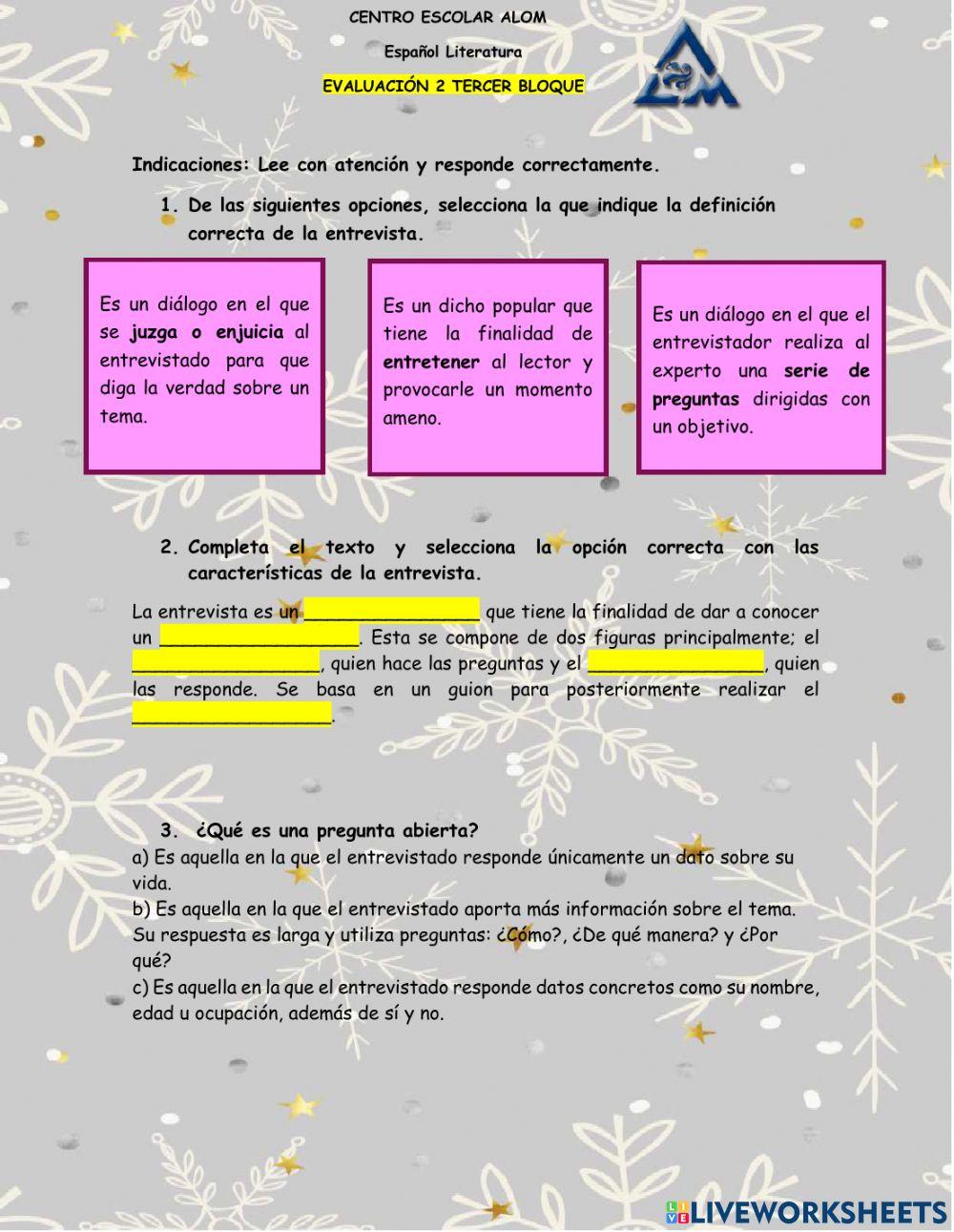 Evaluación 2 bloque 3 lit